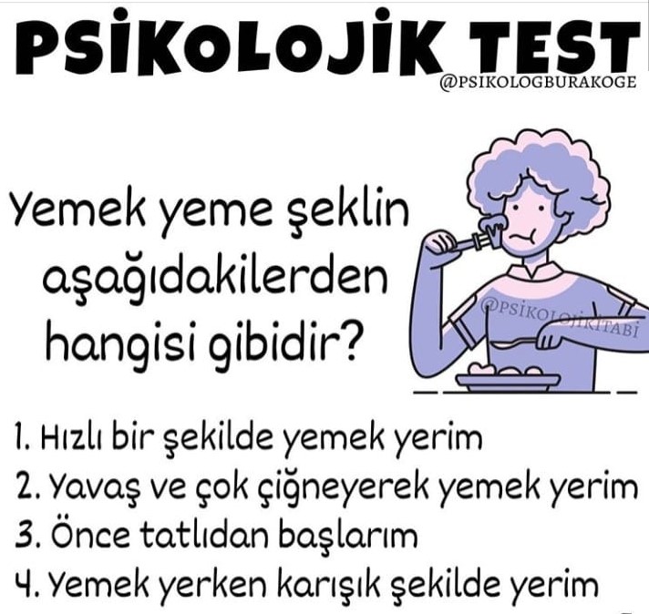 Yemek yeme şeklini yaz sana kişiliğini söyleyeyim
