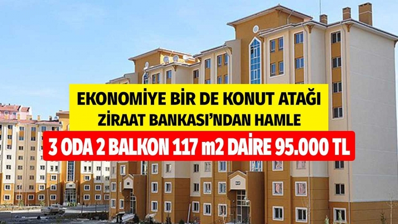 Ziraat Bankası 95.000 TL Boş 3 Oda 2 Balkon 117 m2 Daire Satıyor