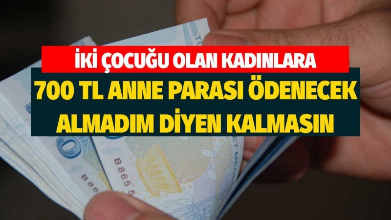 İki çocuğu olan kadınlara 700 TL'lik anne parası!