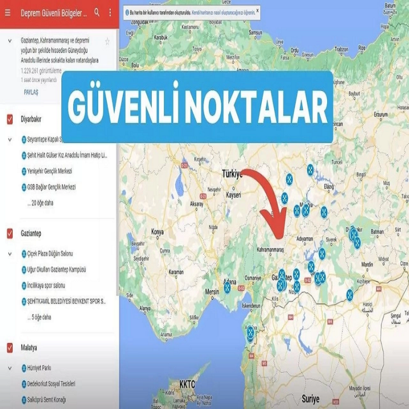 Deprem Güvenli Bölgeler Haritası Yayınlandı