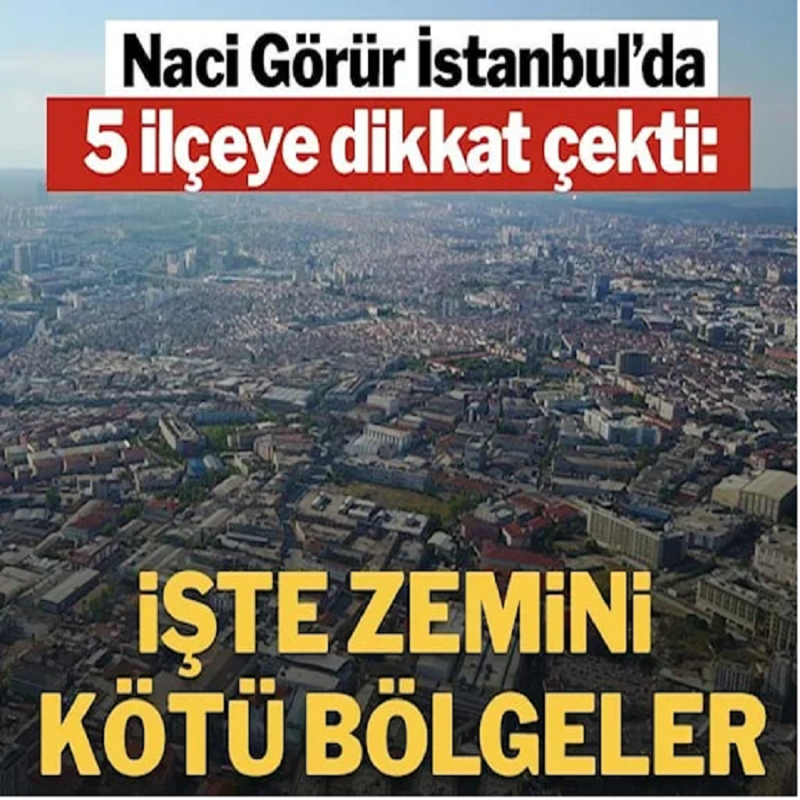 Naci Görür İstanbul'dan5 İlçeyi Uyardı: Zemini iyi olmayan yerleri sıraladı