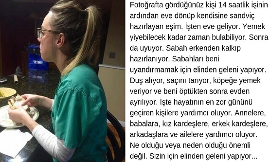 14 Saat Çalıştıktan Sonra Eve Gelip Kendine Sandviç Hazırlayan Hemşirenin Yaptığı Paylaşım, Gündeme Oturdu