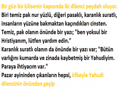 Bir gün bir kilisenin kapısında iki dilenci peydah oluyor. 