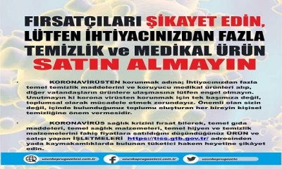 FIRSATÇILARI ŞİKAYET EDİN, LÜTFEN İHTİYACINIZDAN FAZLA KORUYUCU ÜRÜN ALMAYIN