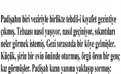 Padişahın biri veziriyle birlikte gezintiye çıkmış.