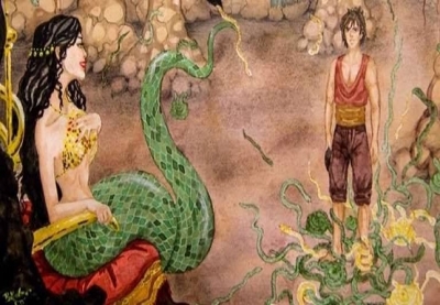 Şahmeran, başı insan, gövdesi yılan biçiminde efsanevi bir yaratıktır.