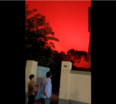 Çin'de şok edici görüntü! Gökyüzü kırmızı renge büründü, hava kızardı! İşte o korkunç görüntüler!